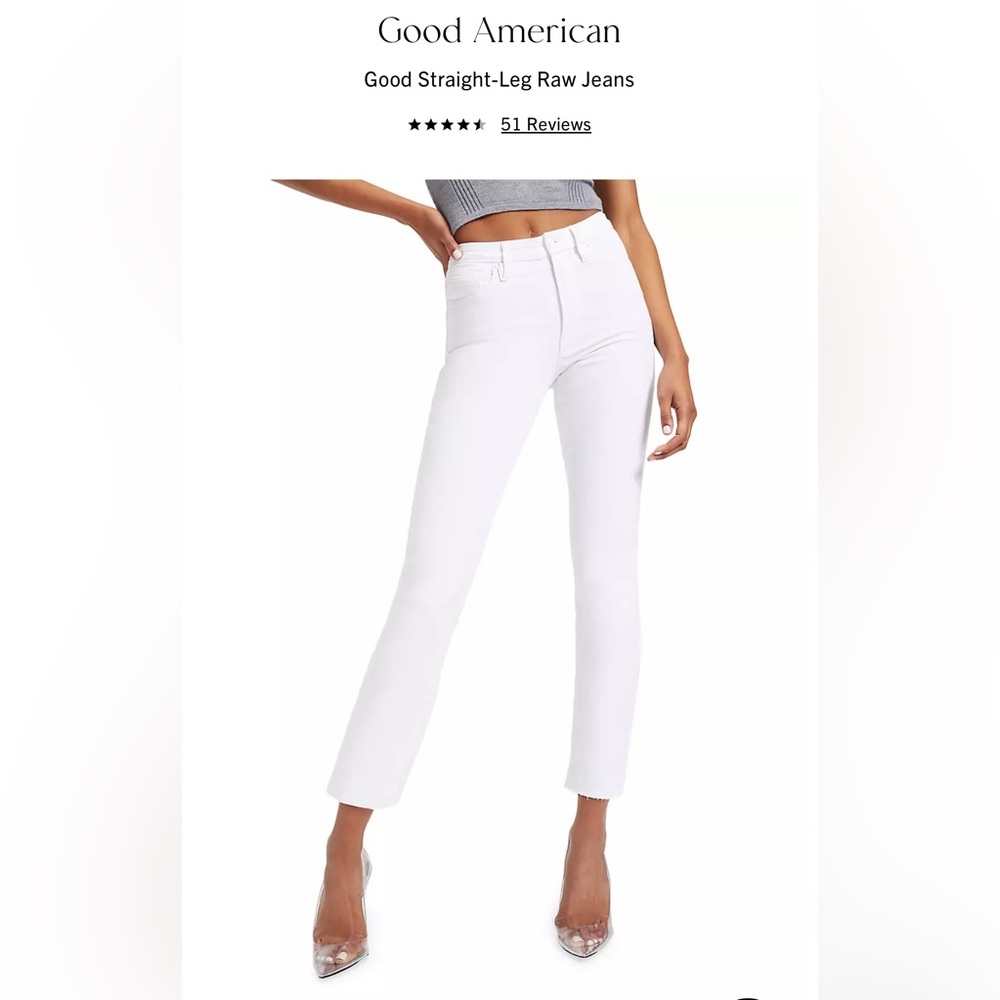Good American Raw Hem Straight Leg Jeans